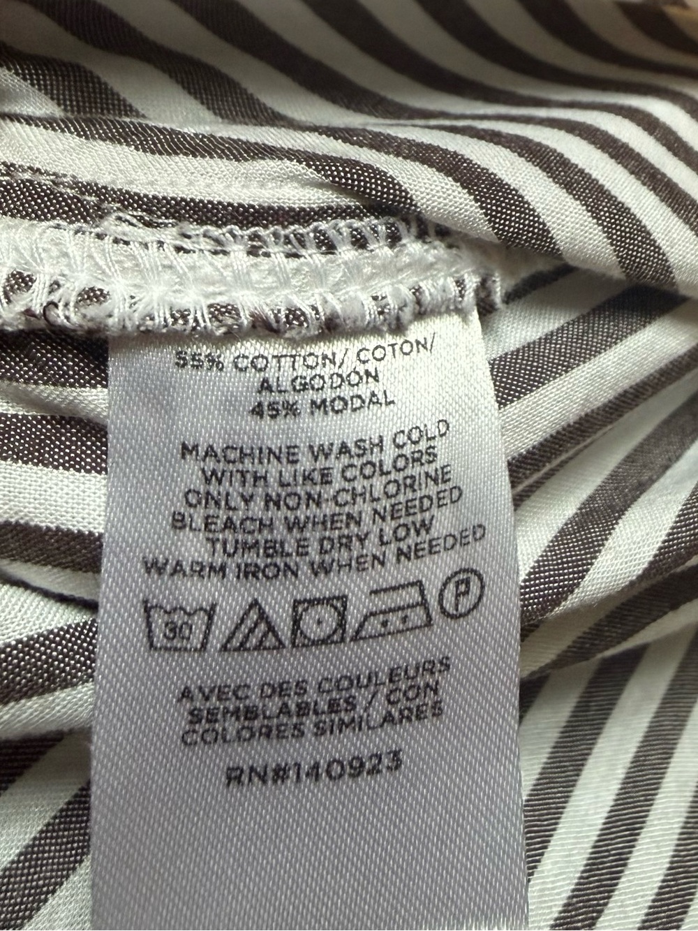 LOFT Classic Brown & White Striped Button-Down Shirt - Picture 10 of 10